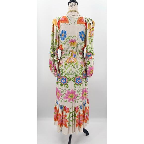 B58 FARM Rio Pineapple Floral Maxi Dress Small Boho Resort Vacation Tropical - Picture 7 of 10